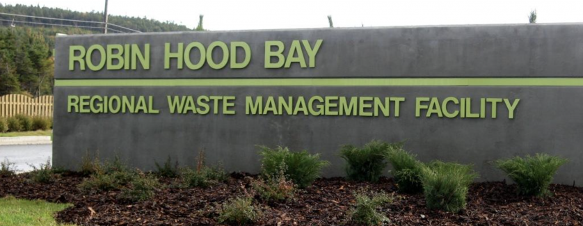 Entrance sign for the Robin Hood Bay Waste Management Facility.