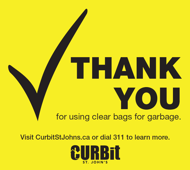 Thank you for using clear bags for garbage sticker.